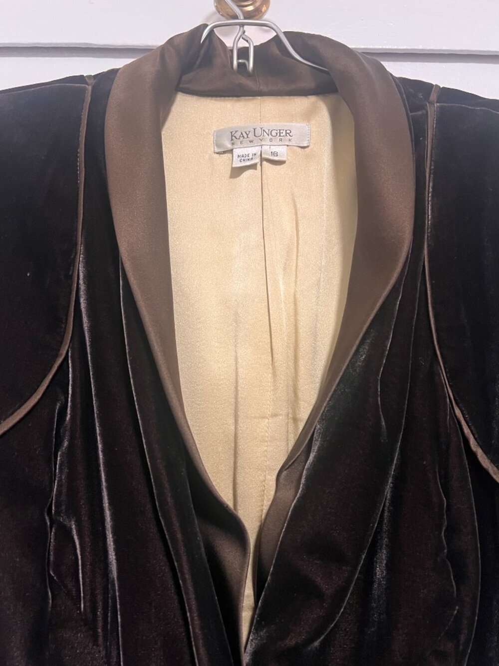 Kay Unger chocolate brown velvet belted blazer womens size 16 - Picture 6 of 9